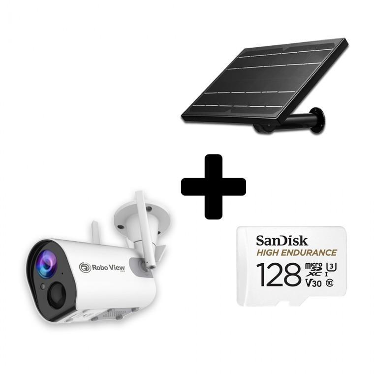 글로벌아이넷 로보뷰S2+128GB+8W 충전식 태양광패널 홈 CCTV 무선 배터리 홈캠 실내외용 IP카메라