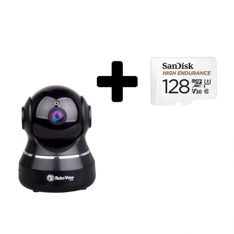 글로벌아이넷 로보뷰2+128GB 홈 CCTV 홈캠 펫캠 200만화소 실내 IP카메라 블랙