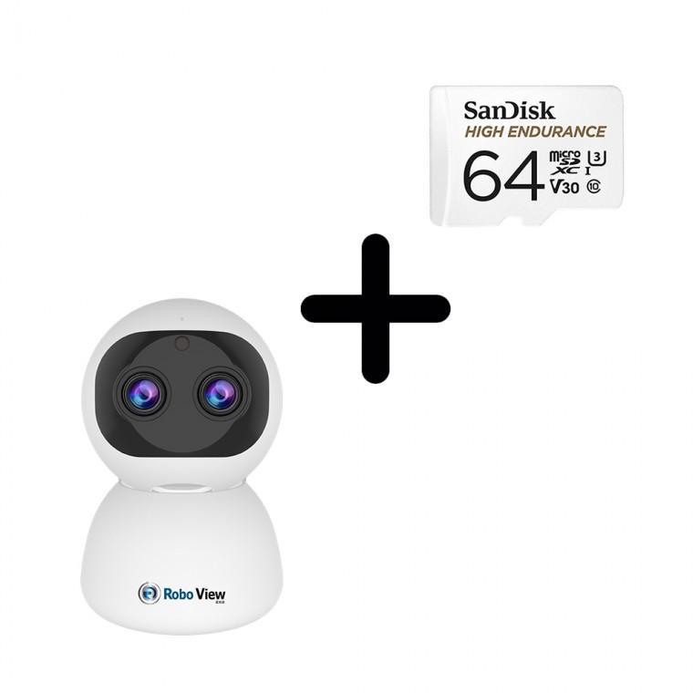 글로벌아이넷 로보뷰4+64GB 홈 CCTV 홈캠 듀얼렌즈 광학줌 300만화소 IP카메라 펫캠