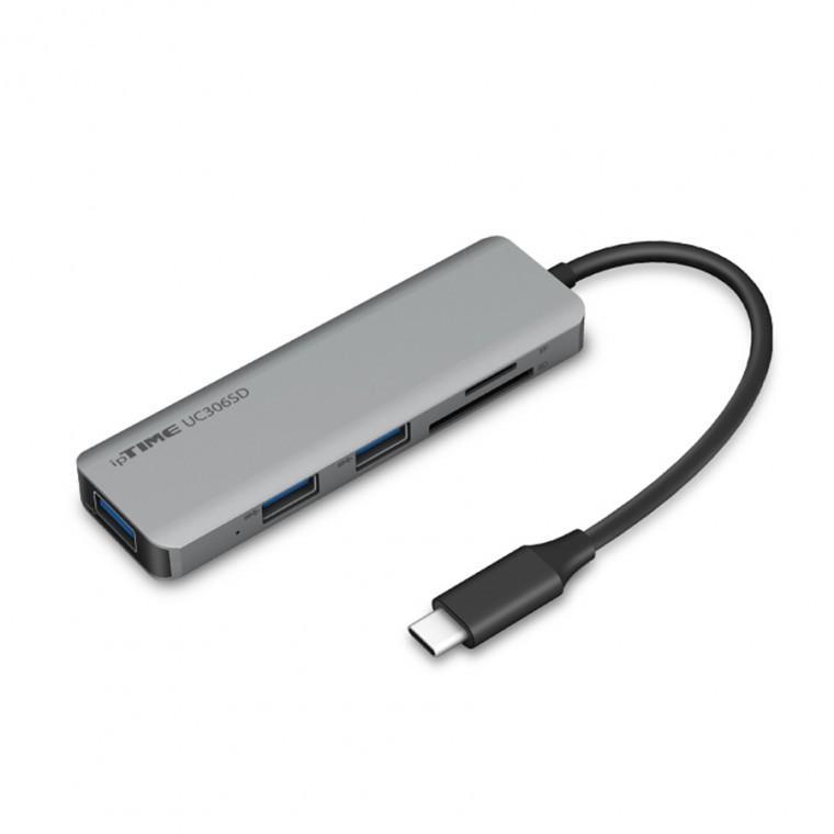 ipTIME UC306SD 6 in 1 C타입 멀티허브 3포트USB3.0/PD/SD/TF 카드리더기
