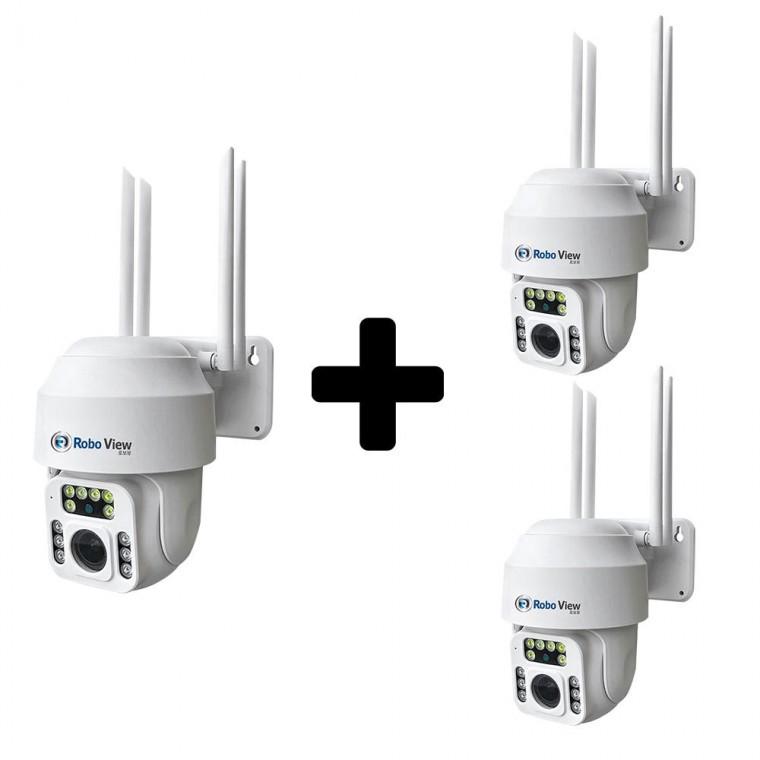 글로벌아이넷 로보뷰P3 3세트 홈 CCTV 홈캠 2.8mm-12mm 광학줌 QHD IP카메라