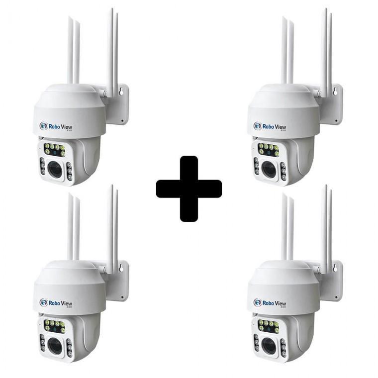 글로벌아이넷 로보뷰P3 4세트 홈 CCTV 홈캠 2.8mm-12mm 광학줌 QHD IP카메라
