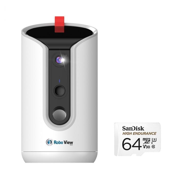 글로벌아이넷 로보뷰펫 PET+64GB 홈 CCTV 자동 간식급식기 펫캠 홈캠 애견 고양이 반려동물 IP카메라
