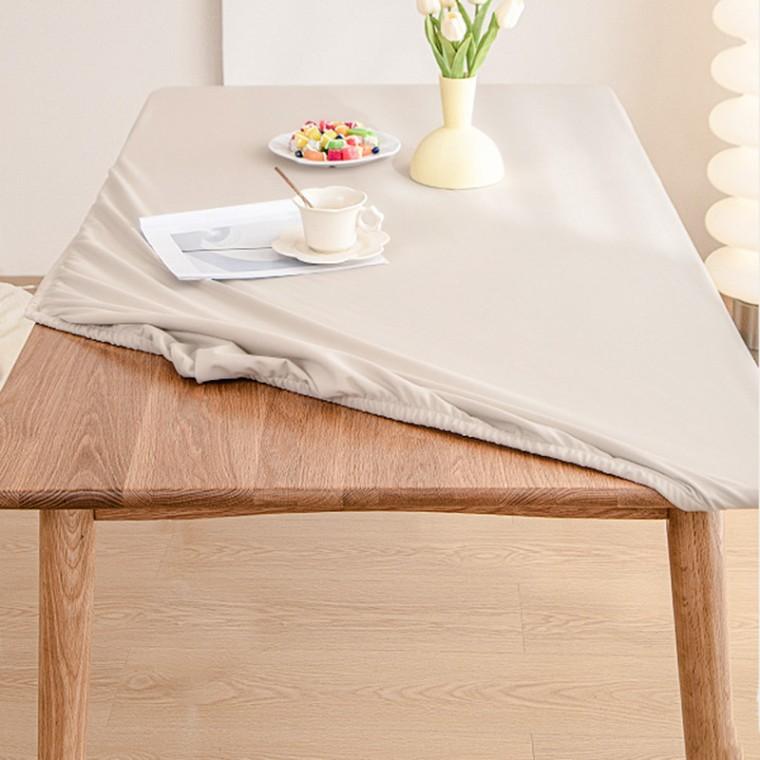 생활방수 가죽 식탁보 베이지 90x140 신축성 테이블 커버