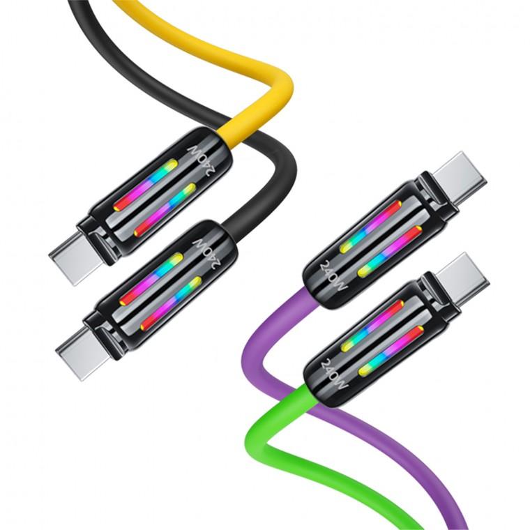수피 PD PPS 240W C to C RGB 컬러 LED 실리콘 초고속 충전 케이블 S81