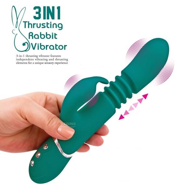 3in1 강력 10단 상하 피스톤 토끼 듀얼 진동 딜도 멀티 자극 바이브레터 여성 마사지 성인용품