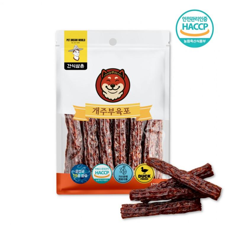 간식삼촌 개주부 오리고기 맛 육포 강아지 애견간식 120g