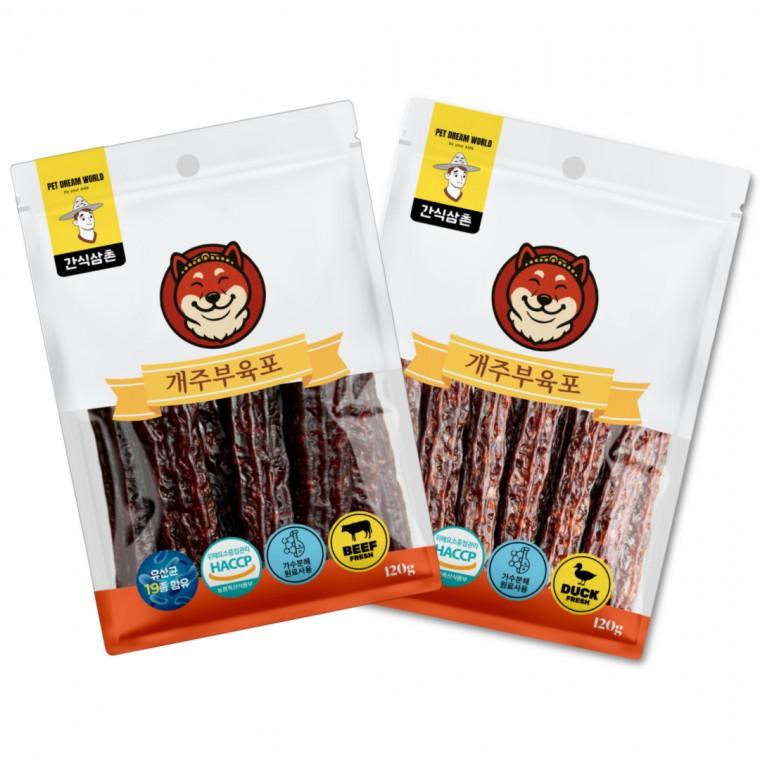 간식삼촌 개주부 육포 1+1 소고기 오리고기 강아지 애견간식 120g