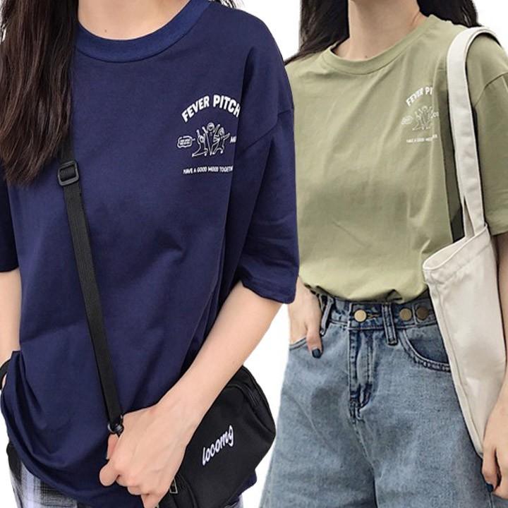[무무에이티] 여성용 피버피치 라운드 반팔 티셔츠