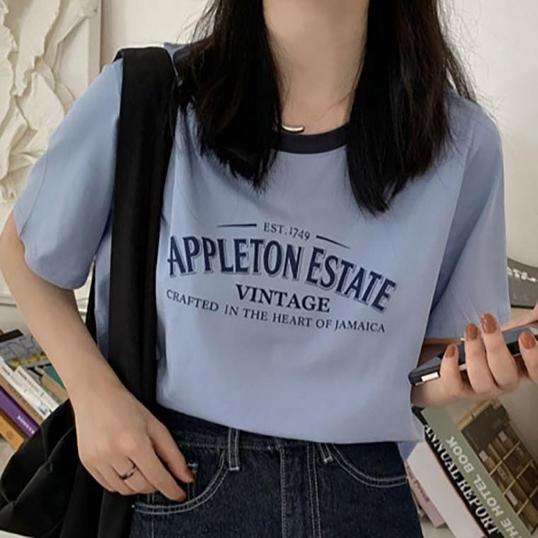데일리 레터링 반팔티 빈티지 반소매 티셔츠
