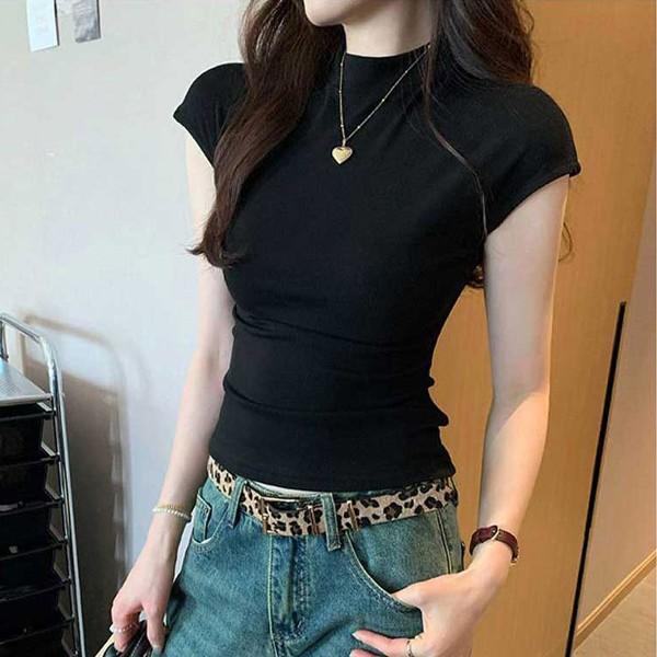 슬림핏 반폴라 티셔츠 하프넥 이너티