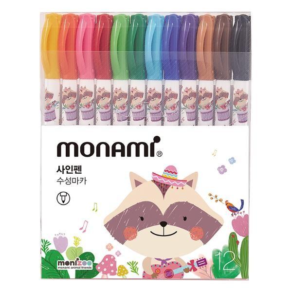 모나미 모니주 사인펜 12색 핑크