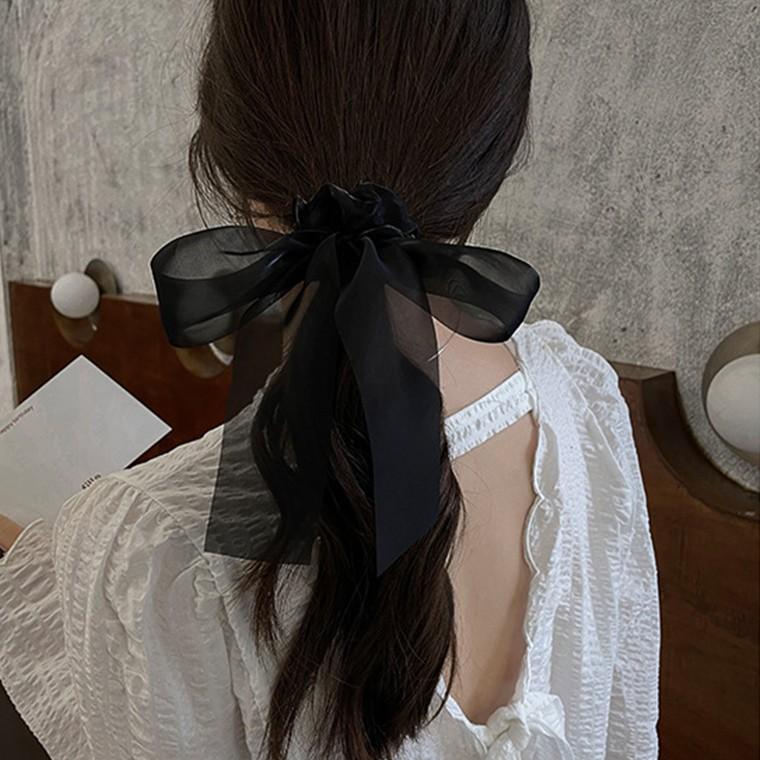 헤어악세서리/머리끈/헤어집게/머리띠/시스루 리본 곱창밴드(B-13)