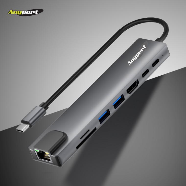 애니포트 TC830LAN HDMI 4K60Hz USB3.0 넷플릭스 C타입허브 랜포트