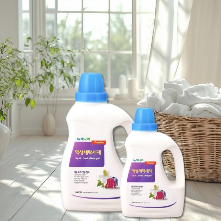 녹색나라 고농축 세탁 세제 1950ml 액상 중성 액체 세탁기 빨래 일반 드럼용 실내건조 액체세제