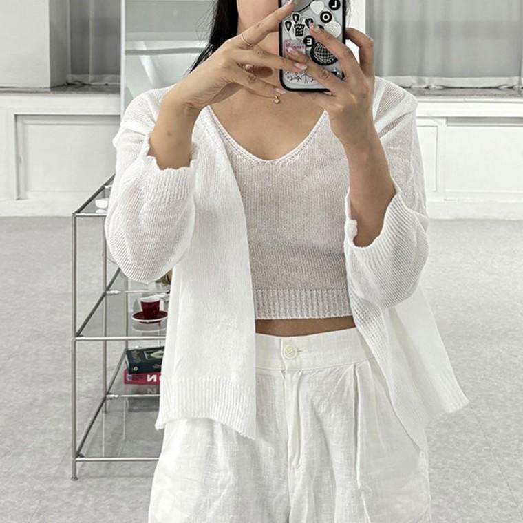 간절기 브이넥 나시 가디건 세트