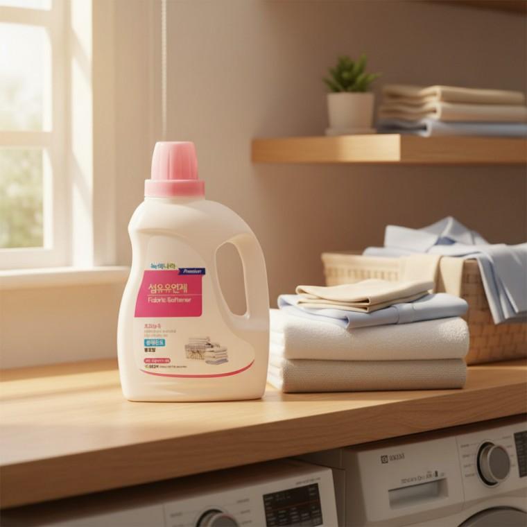 1+1 2P 유래성분 섬유유연제 1950ml 고농축 플로럴향 섬유린스 실내건조 섬유세제 드럼겸용