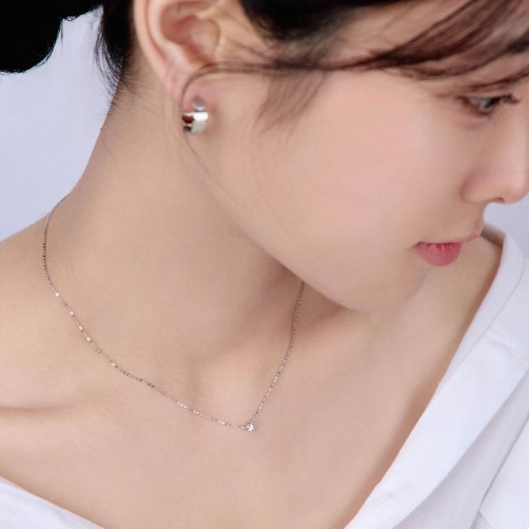[시후주얼리] 14K 3mm 랩그로운다이아몬드 6prong 목걸이 SR052N