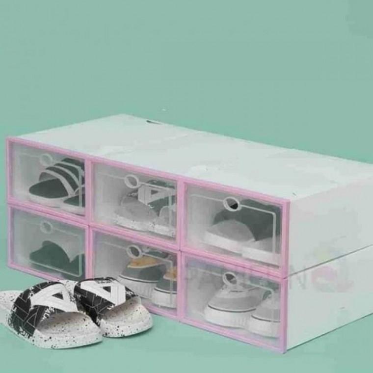 신발정리대 슈즈정리대 신발보관함 신발정리함 신발정리박스 핑크 6p 신발수납함 DIY