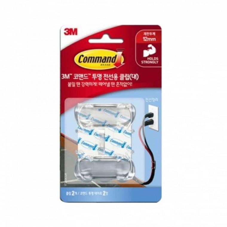 3M 코맨드 투명 전선용 클립 대 대 2개입 박스 6개입 케이블고정클립 인터넷선정리 컴퓨터선정리 선정리