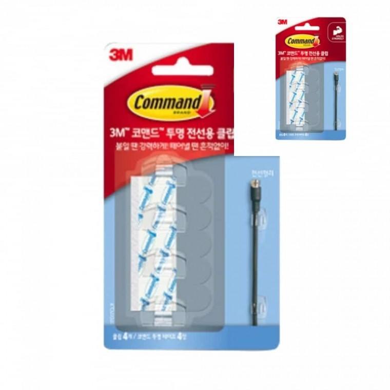 3M 코맨트 투명 전선용 클립 박스 12개입 전선정리클립 전기선고정 케이블정리클립 선정리클립