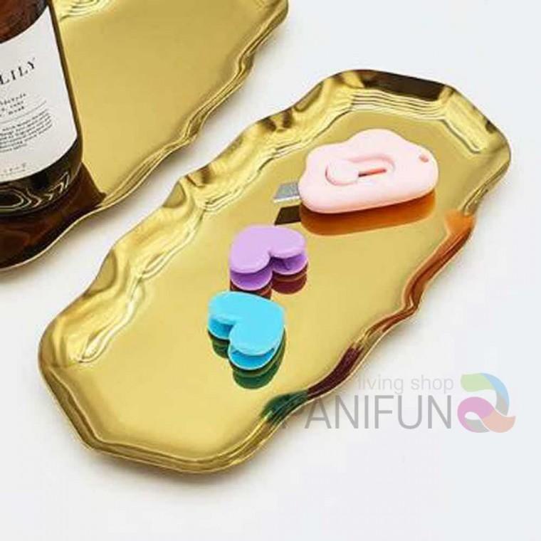 고급 웨이브 골드트레이 수납정리함 정리트레이 악세사리거치대 정리수납 다용도트레이
