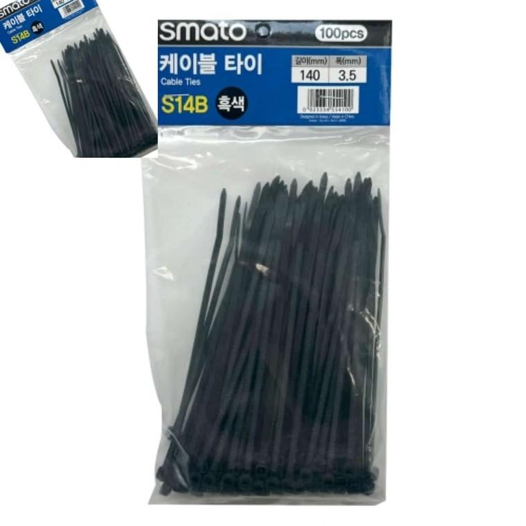 케이블타이 미니 140mm 흑색 100개입 3.5mm 10개입 전선정리 고정용밴드 전선고정 컴퓨터선정리
