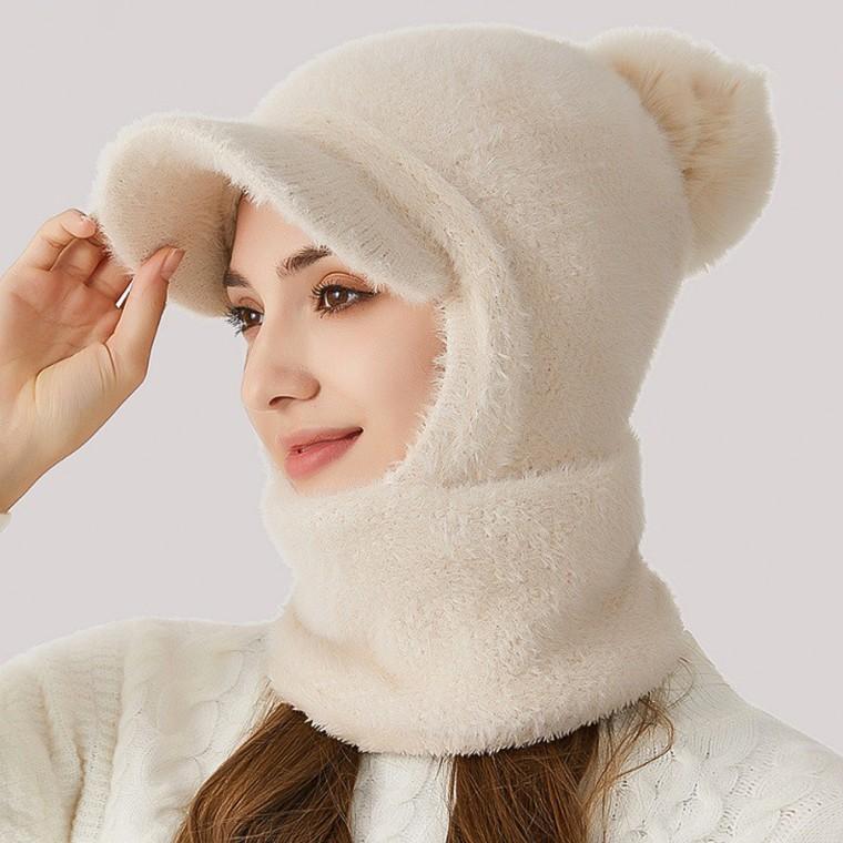 모헤어 부클 바라클라바 골프 겨울 여자 니트모자 방울모자 털모자