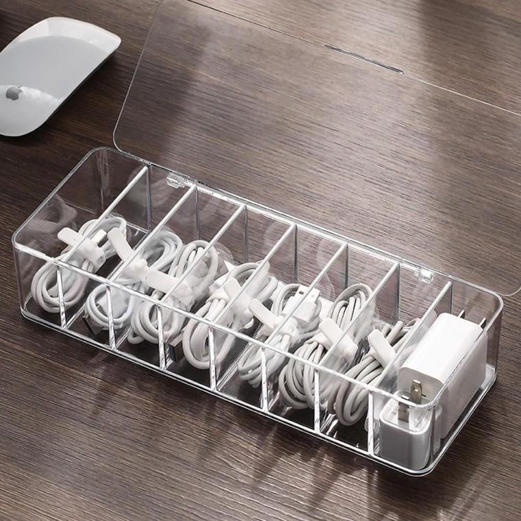 D 케이블 USB 선정리 정리함 보관함 수납함 아크릴 투명 이어폰 충전선 가정
