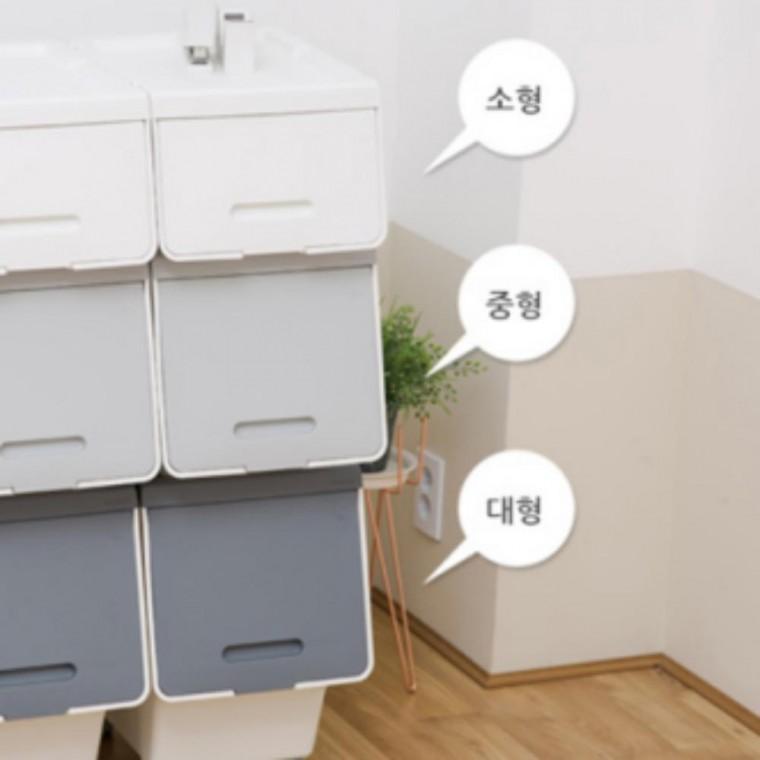 아이보리 4개입 이사 소 수납 정리 박스 소품정리함 슬라이딩 슬림형