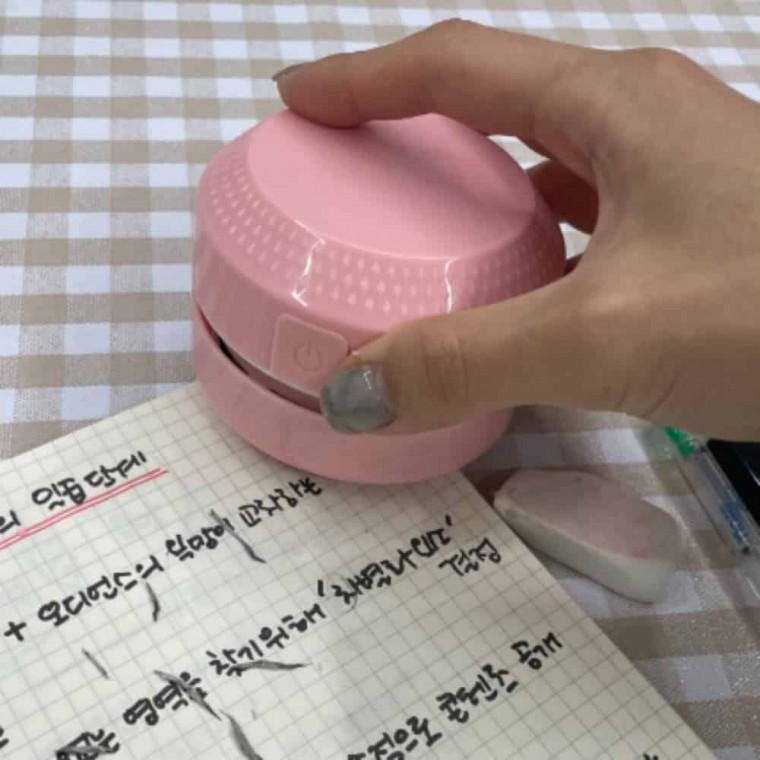 지우개 청소기 핑크 지우개가루청소 미니책상청소기