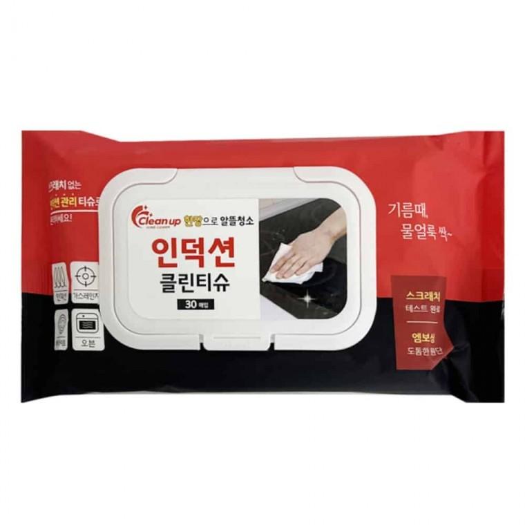 인덕션 클린티슈 30매 에어프라이어청소 청소물티슈 청소용물티슈 오븐크리너