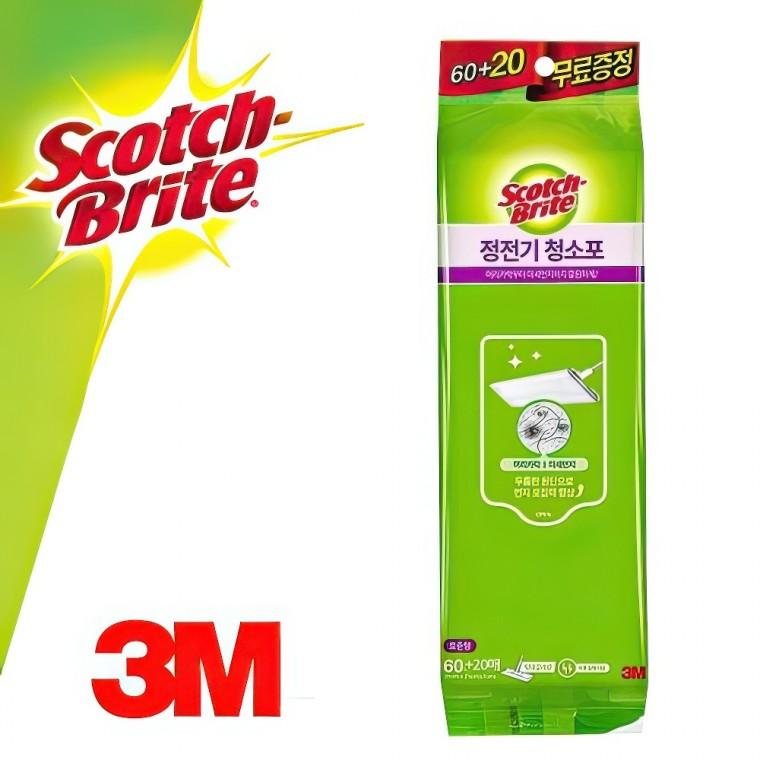 3M 일회용 정전기 청소포 표준형 청소물티슈 리필80매 물걸레 거실청소