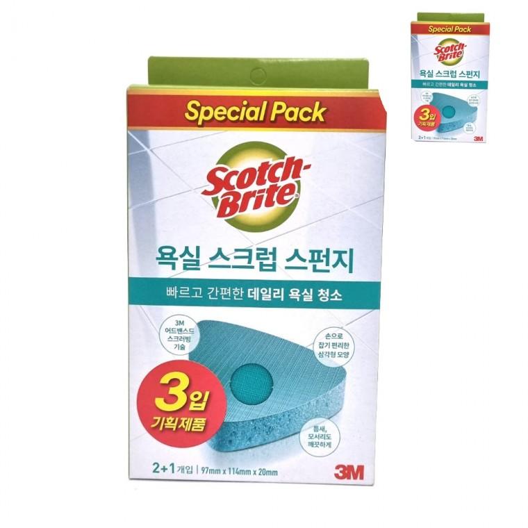 화장실청소 욕실브러쉬 찌든때제거 주방청소 욕실청소 욕실용 스크럽 스펀지 2+1개입