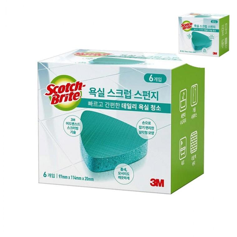세면대청소스펀지 욕실스크럽스펀지 화장실청소용품 욕실스펀지 욕조청소용품 욕실용 스크럽 스펀지 6개입