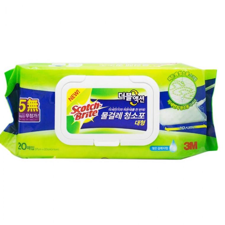 3M 더블액션 물결레 청소포 대형 20매입 37x20cm