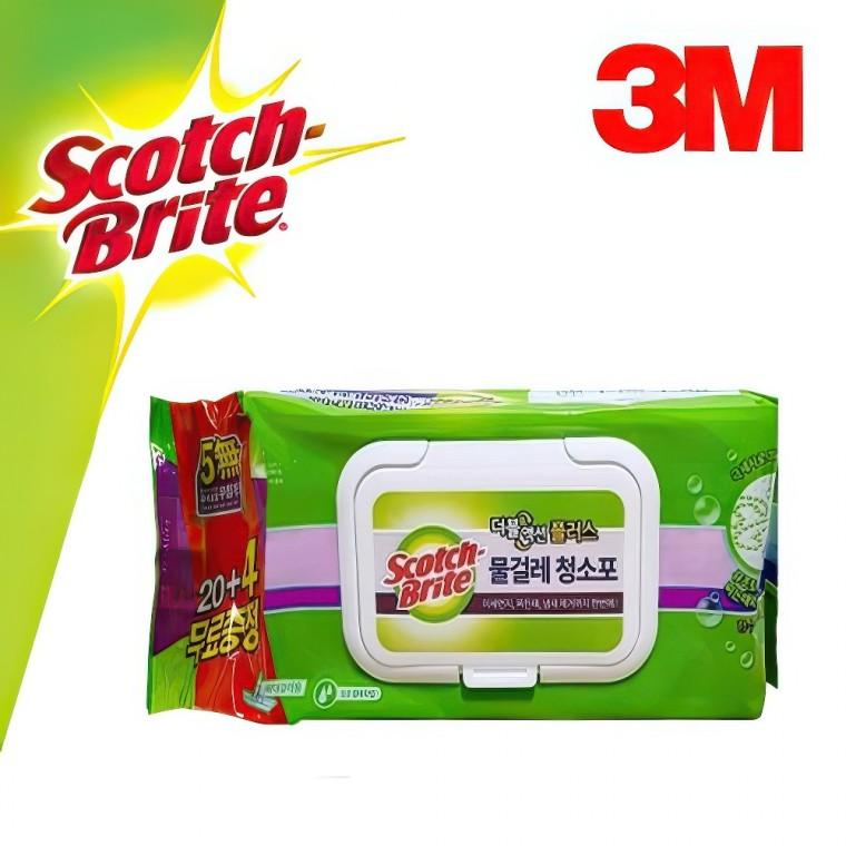 3M 더블액션 물걸레 청소물티슈 청소포 표준형 24매 바닥 일회용 밀대