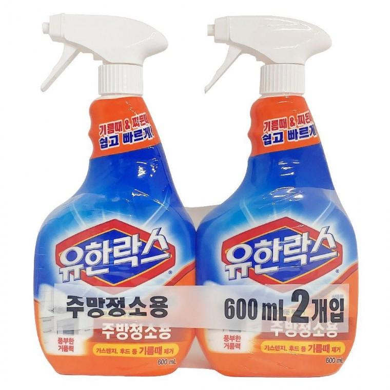 거품락스 주방청소세정제 유한락스 주방청소용(본품600ml 2입) 렌지후드 때제거