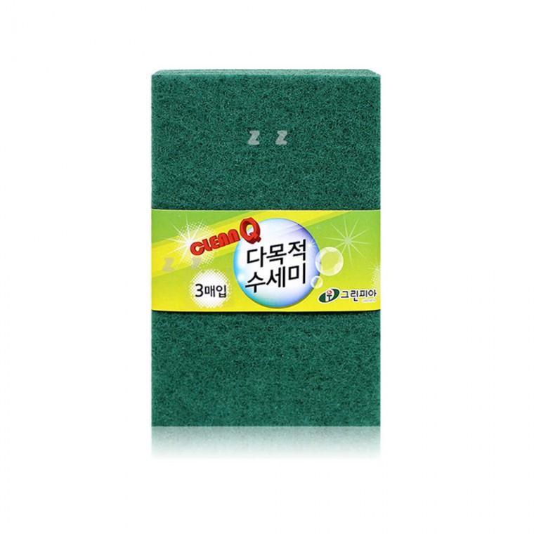 그린피아 다목적 수세미 3매입-TK 다목적수세미 다용도수세미 초록수세미 설거지 쑤세미 수새미 그릇 청소