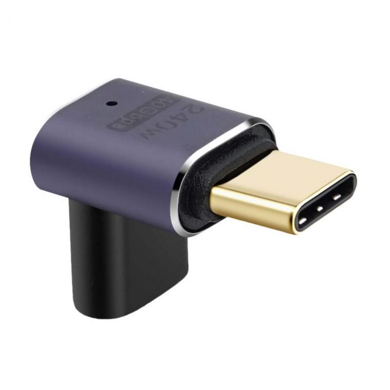 USB 4.0 타입C x2 젠더 180도 꺾임형 240W 스마트폰 노트북 고속충전 40Gbps 데이터전송 어댑터