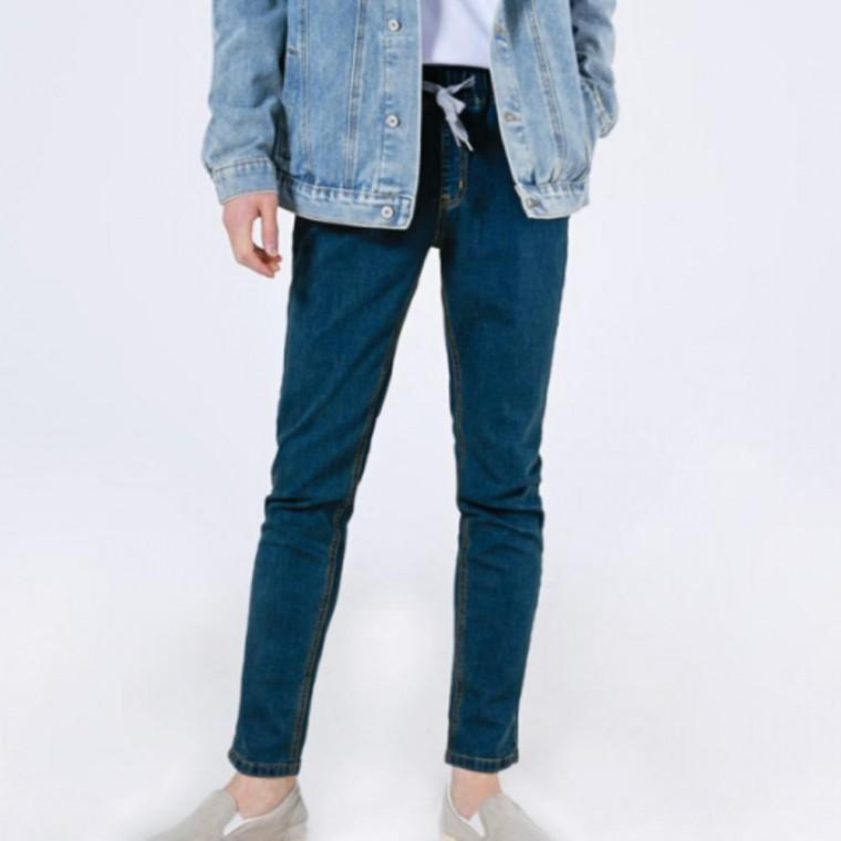 남자 슬림 밴딩 스판 청바지 남성 일자 데님 빅사이즈