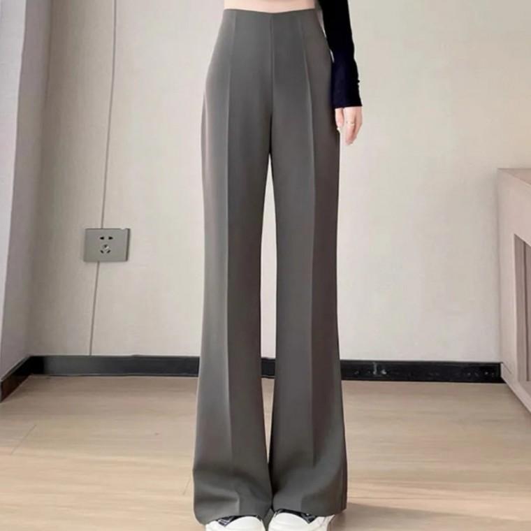 호윤상회 카멜브러쉬 빅사이즈 와이드 팬츠 여름 스트레이트 세미 하이웨스트 슬랙스 정장바지 사무실바지