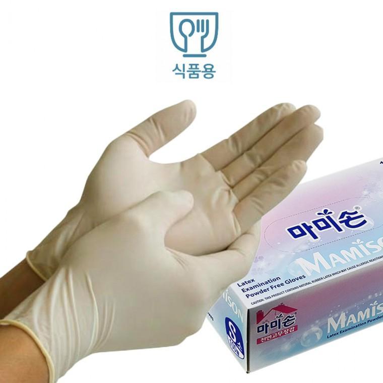 마미손  1회용 식품용 라텍스장갑 100매