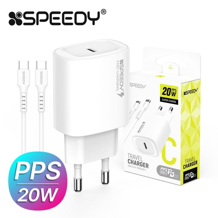 스피디 PD 20W 1포트충전기 (CtoC 케이블 포함) (PD충전기 C타입충전기 휴대폰충전기 핸드폰충전기 1구충전