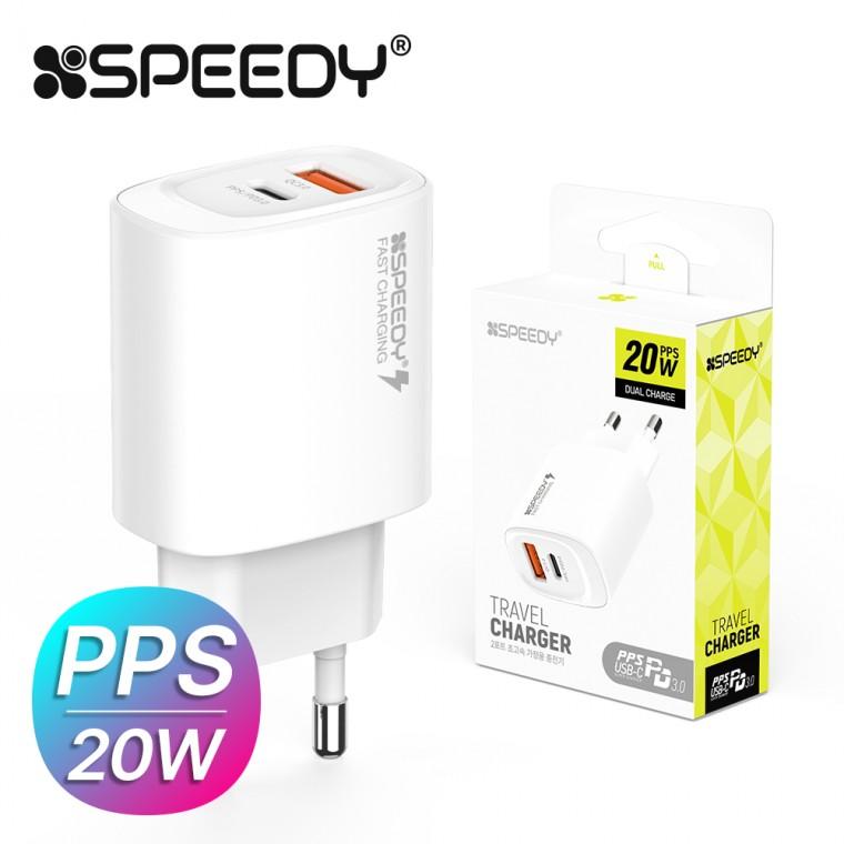 스피디 PD 20W 2포트충전기 (PD충전기 C타입충전기 휴대폰충전기 핸드폰충전기 1구충전기 어댑터 충전기)