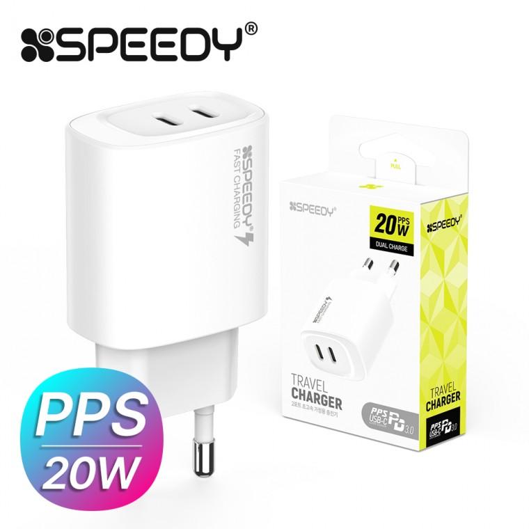 스피디 PD 20W 2PD포트충전기 (PD충전기 C타입충전기 휴대폰충전기 핸드폰충전기 1구충전기 어댑터 충전기)