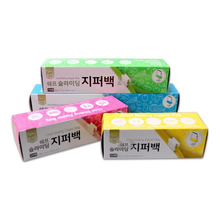 쉐프 슬라이딩 지퍼백 미니 소-H/위생백/비닐봉지/비닐팩/위생봉지/지퍼팩/주방비닐/음식보관/다목적지퍼백
