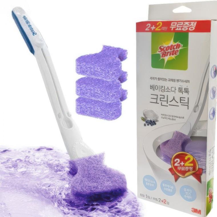 3M 변기 청소솔 크린스틱 베이킹소다 변기솔 핸들1리필4 욕실 바닥솔