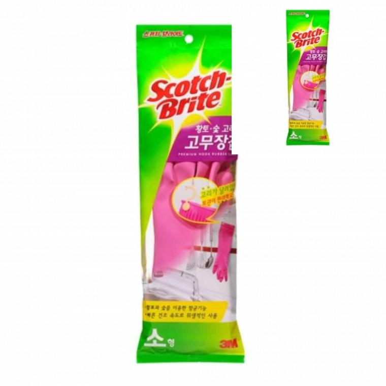 3M 황토숯 고리형 고무장갑 소 200mmX310mm 박스 60개입 김장용고무장갑 핑크고무장갑 주방고무장갑 청소용