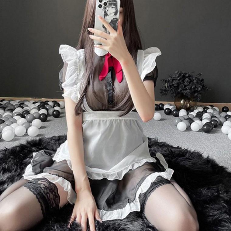 야한속옷 이벤트속옷 섹시속옷 청소 하녀복 메이드 코스프레 코스튬 빨강리본 허니문 란제리 원피스 남자친